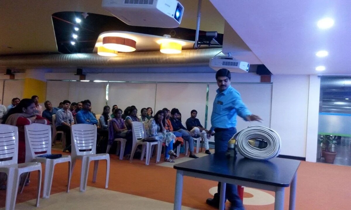 Fire Army Safety Solutions conducting an indoor fire hose reel training session